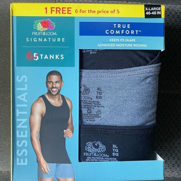 Men's Fruit of the Loom® Essentials 5-Pack Pure Comfort Tanks - Picture 1 of 8